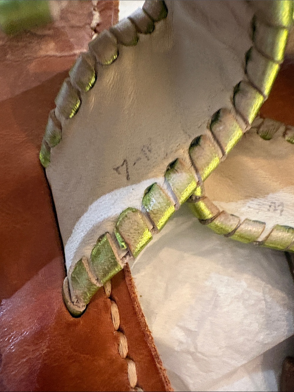 Jack Rogers Metallic Lime Green Leather Thong Sandals - Picture 5 of 5